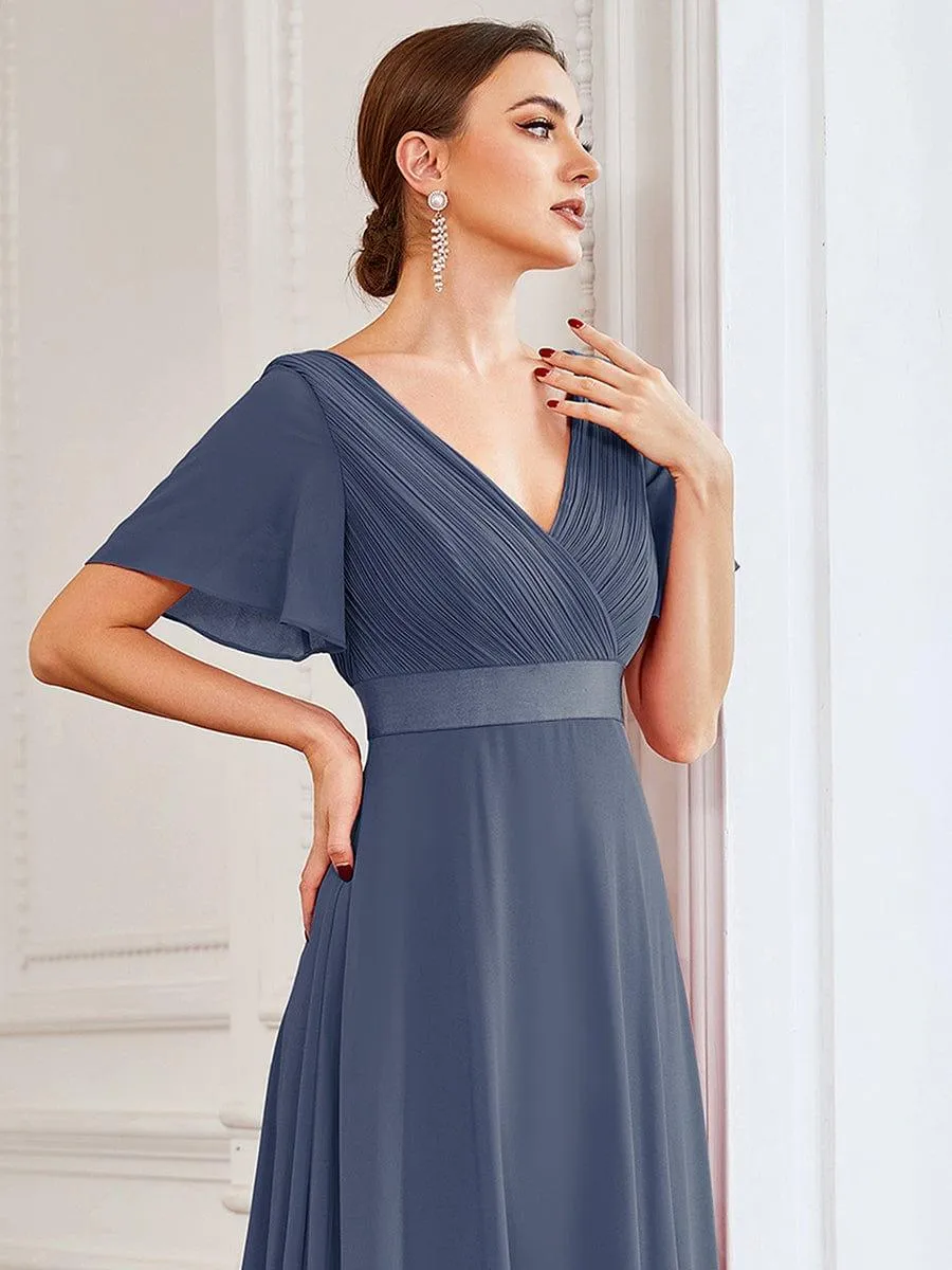 Robe de soirée fluide élégante en mousseline à taille haute