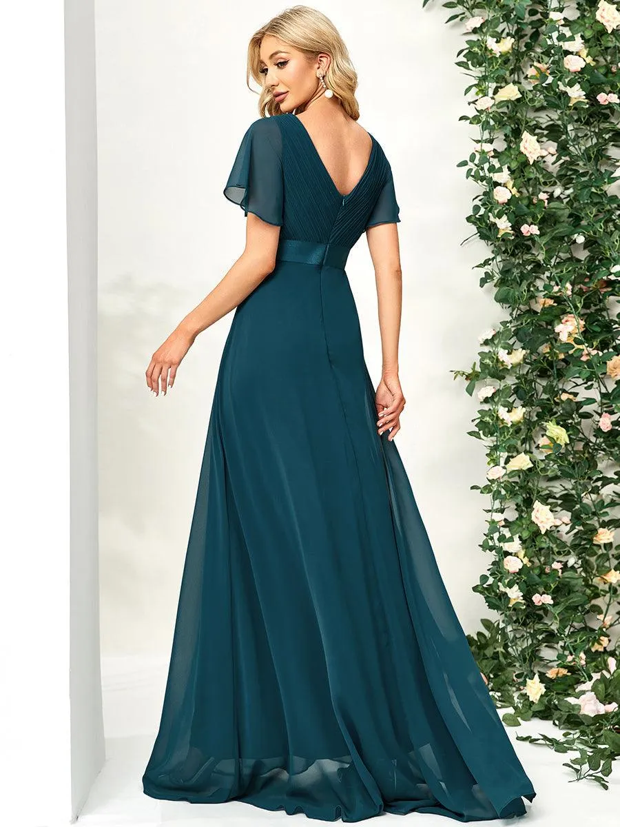 Robe de soirée fluide élégante en mousseline à taille haute