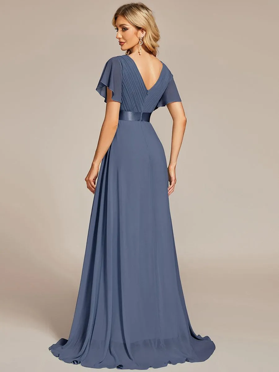 Robe de soirée fluide élégante en mousseline à taille haute