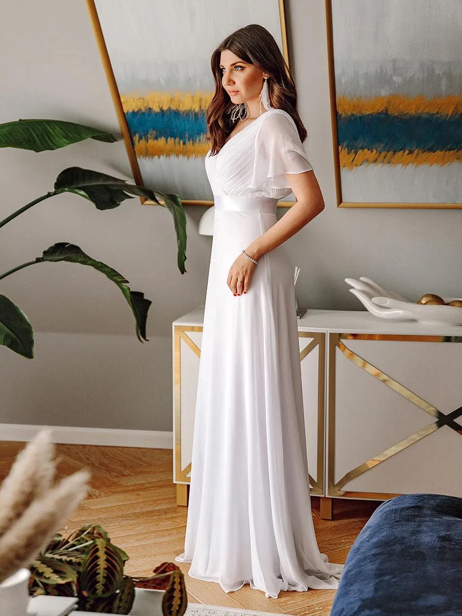 Robe de soirée fluide élégante en mousseline à taille haute