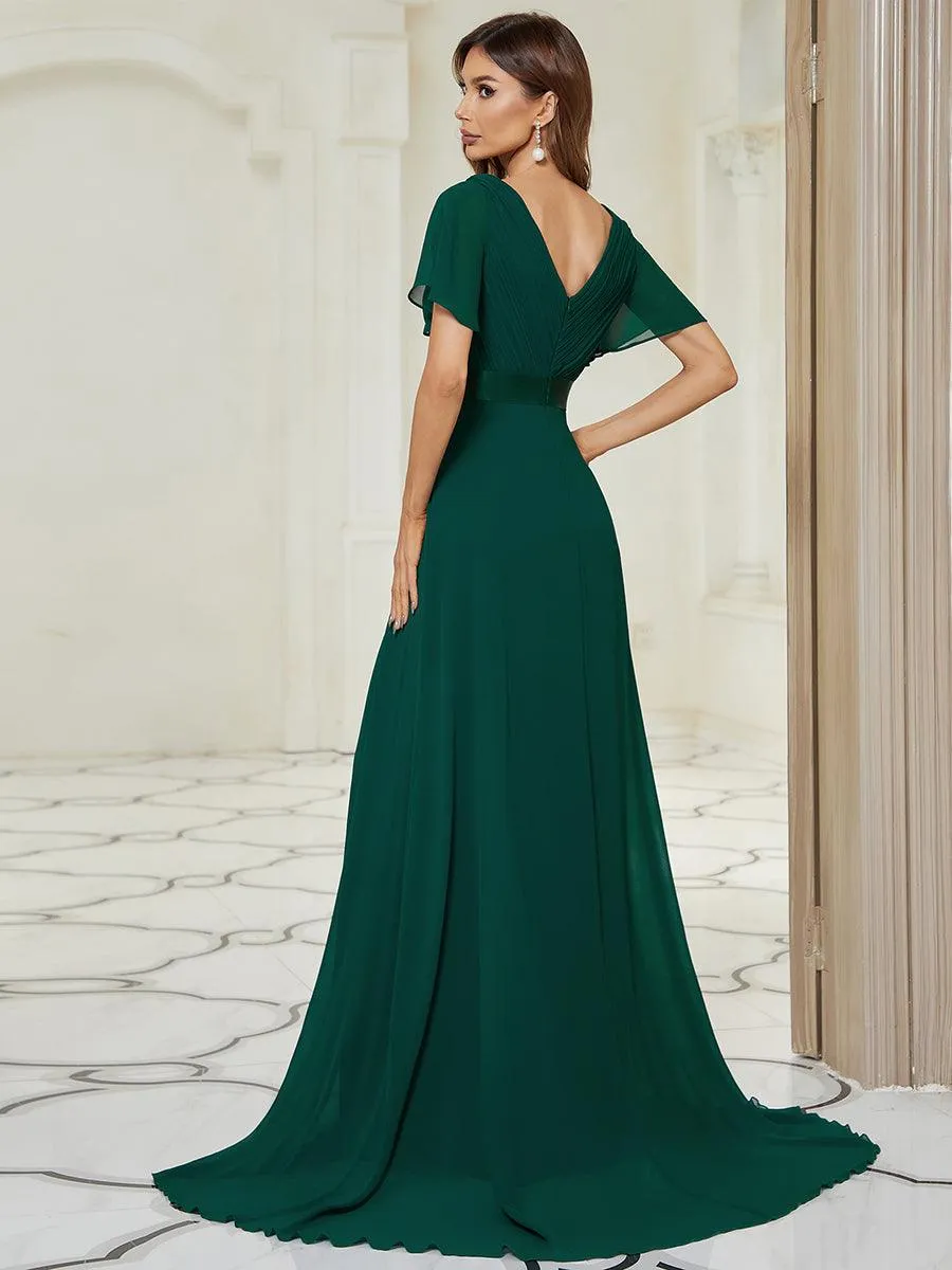 Robe de soirée fluide élégante en mousseline à taille haute