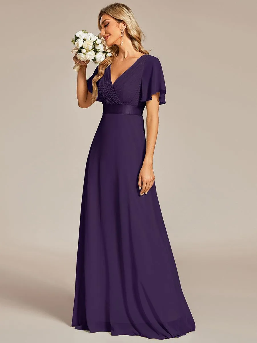 Robe de soirée fluide élégante en mousseline à taille haute