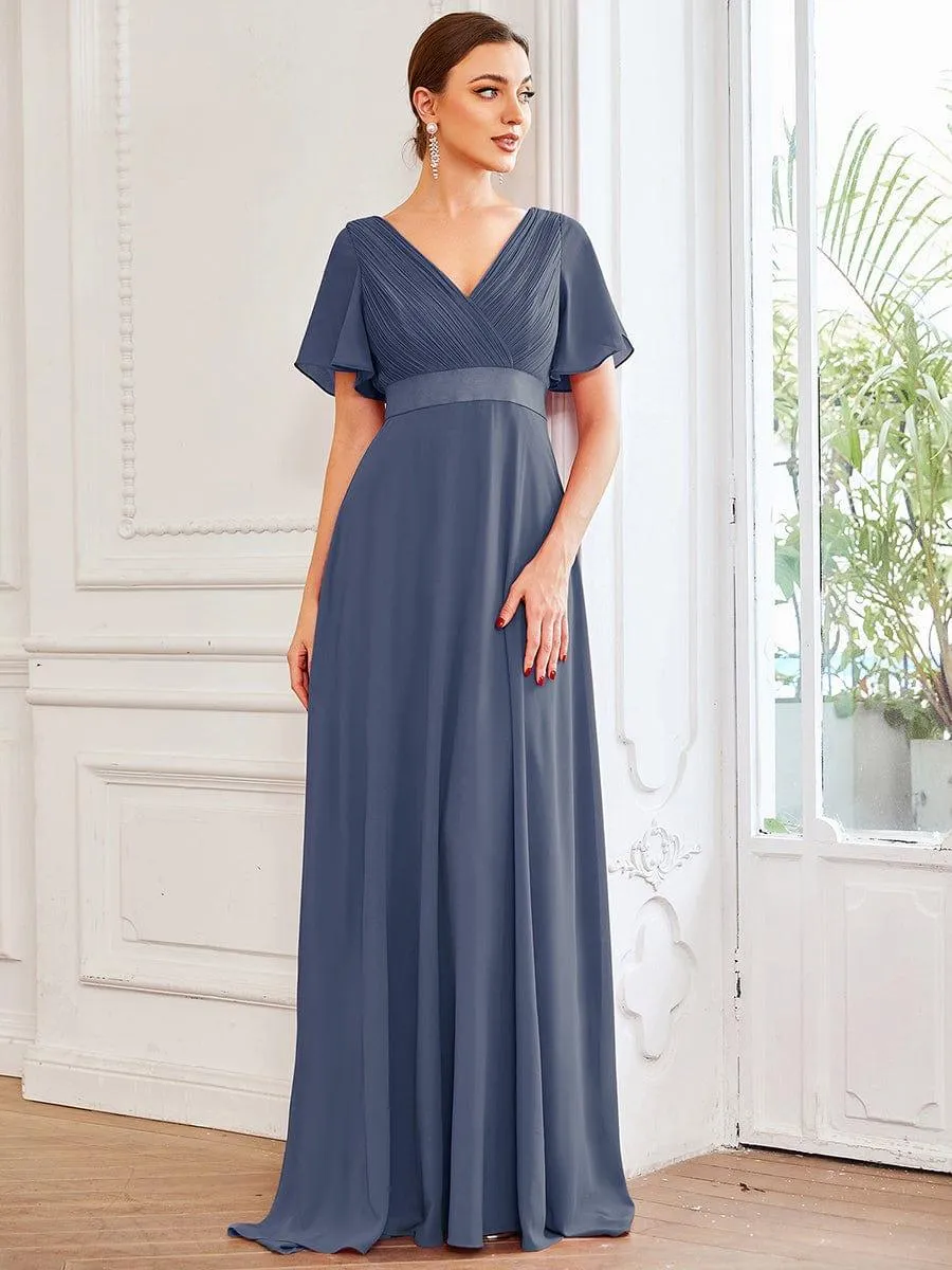 Robe de soirée fluide élégante en mousseline à taille haute