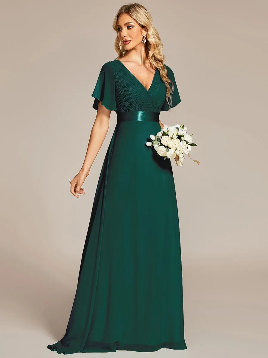 Robe de soirée fluide élégante en mousseline à taille haute