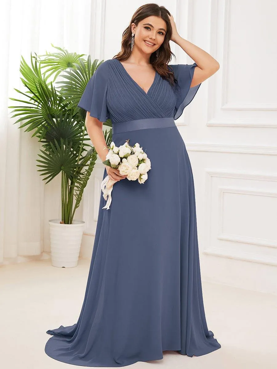 Robe de soirée fluide élégante en mousseline à taille haute
