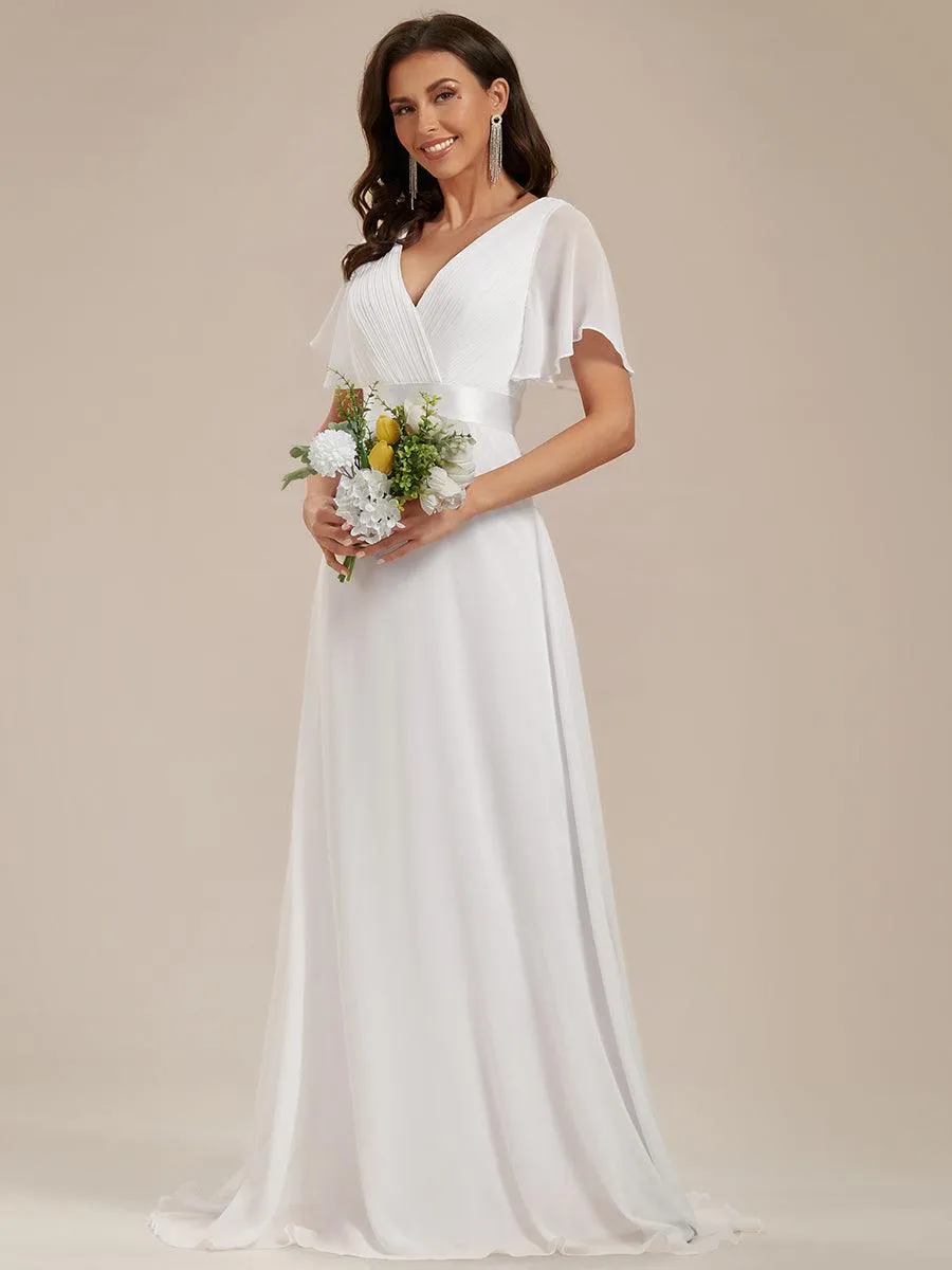 Robe de soirée fluide élégante en mousseline à taille haute