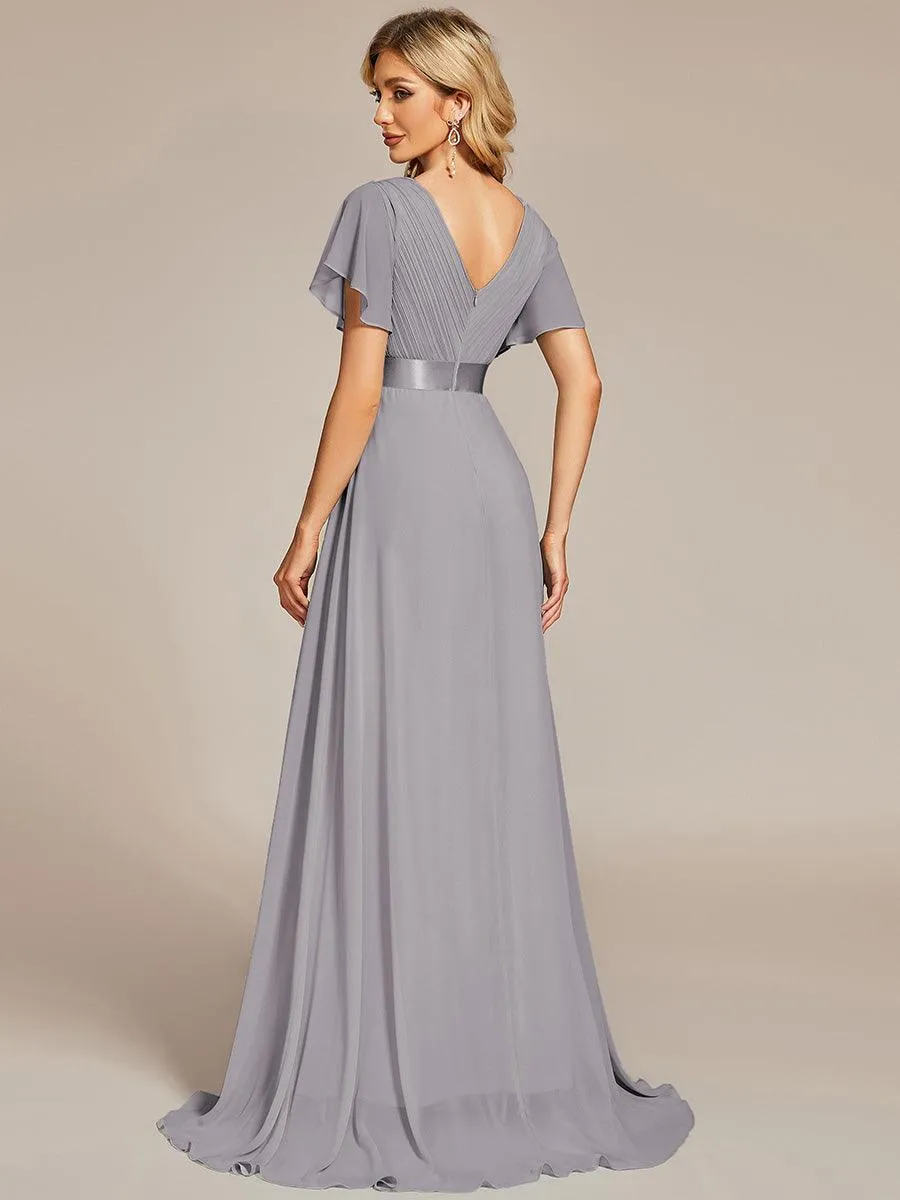 Robe de soirée fluide élégante en mousseline à taille haute