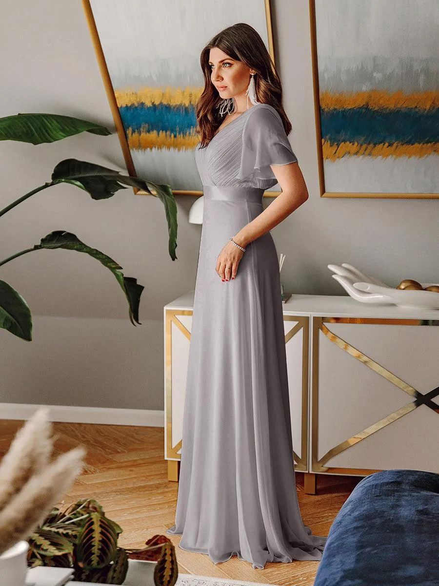 Robe de soirée fluide élégante en mousseline à taille haute