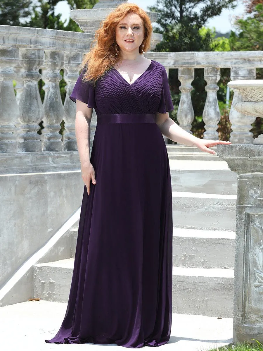 Robe de soirée fluide élégante en mousseline à taille haute