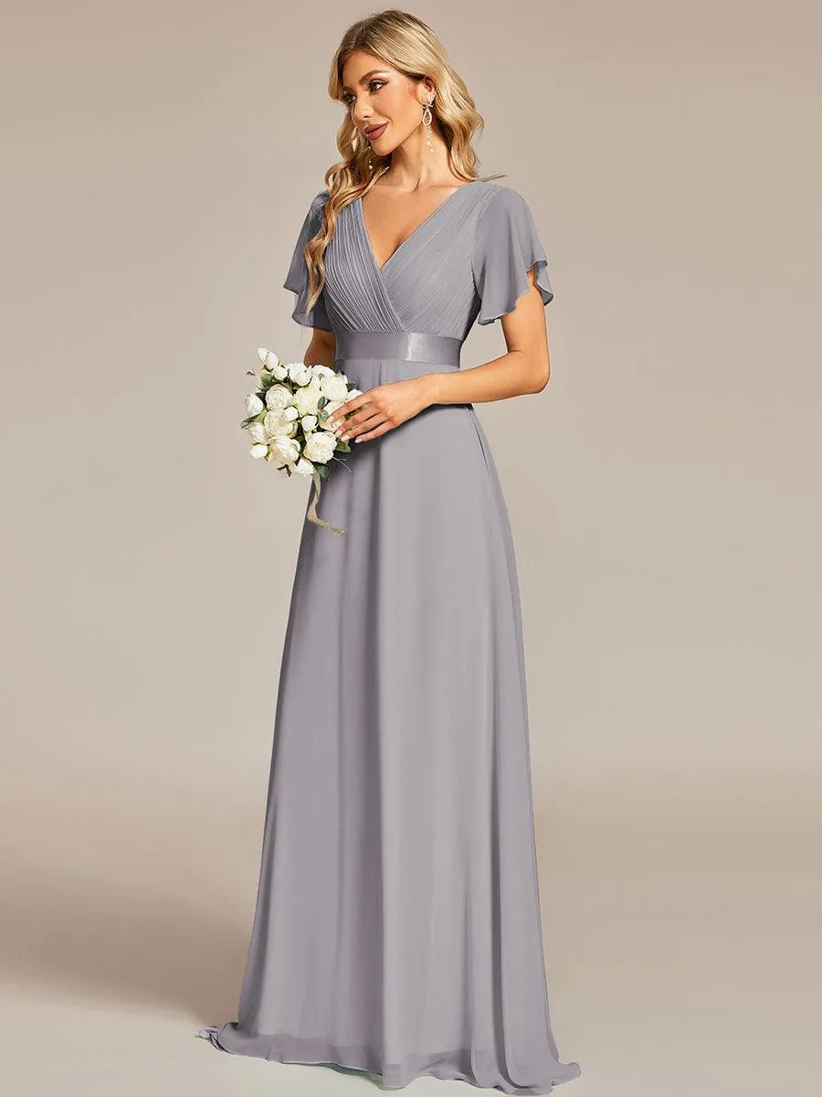 Robe de soirée fluide élégante en mousseline à taille haute