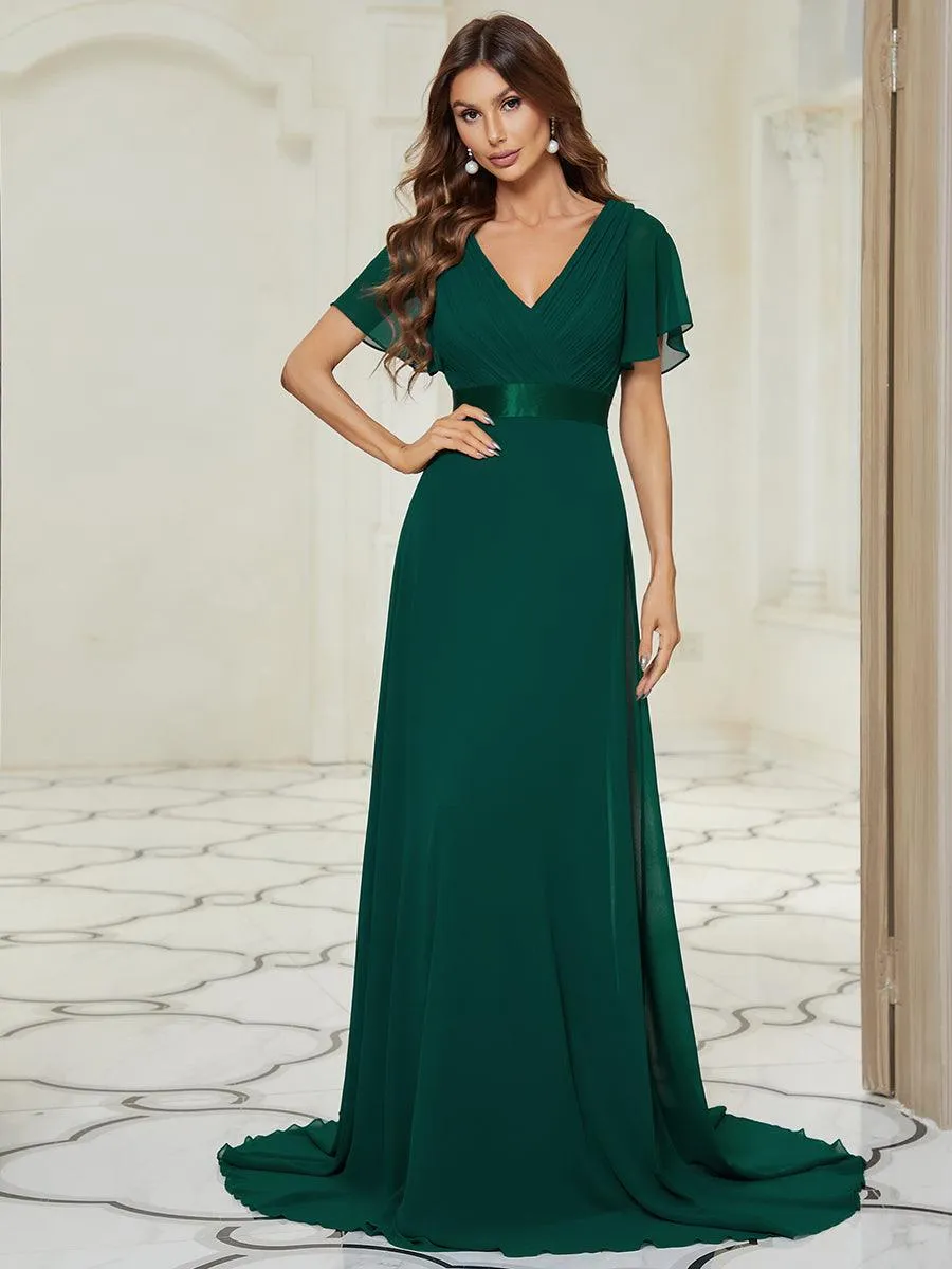 Robe de soirée fluide élégante en mousseline à taille haute
