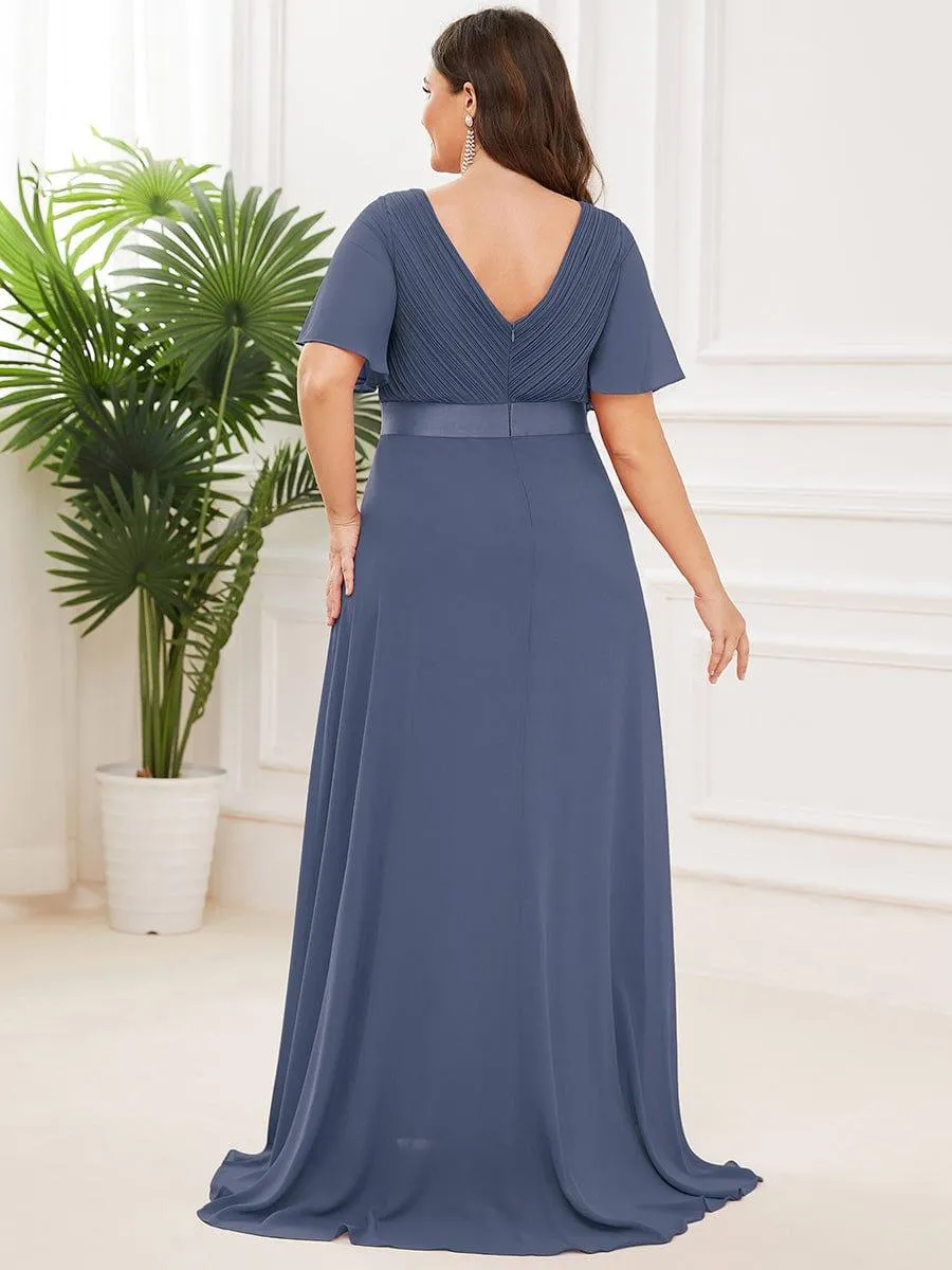 Robe de soirée fluide élégante en mousseline à taille haute