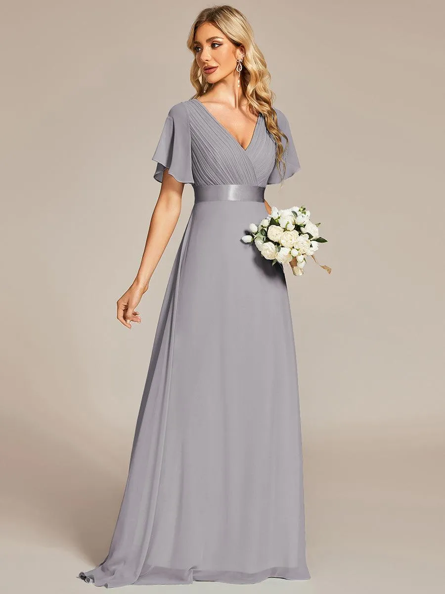 Robe de soirée fluide élégante en mousseline à taille haute