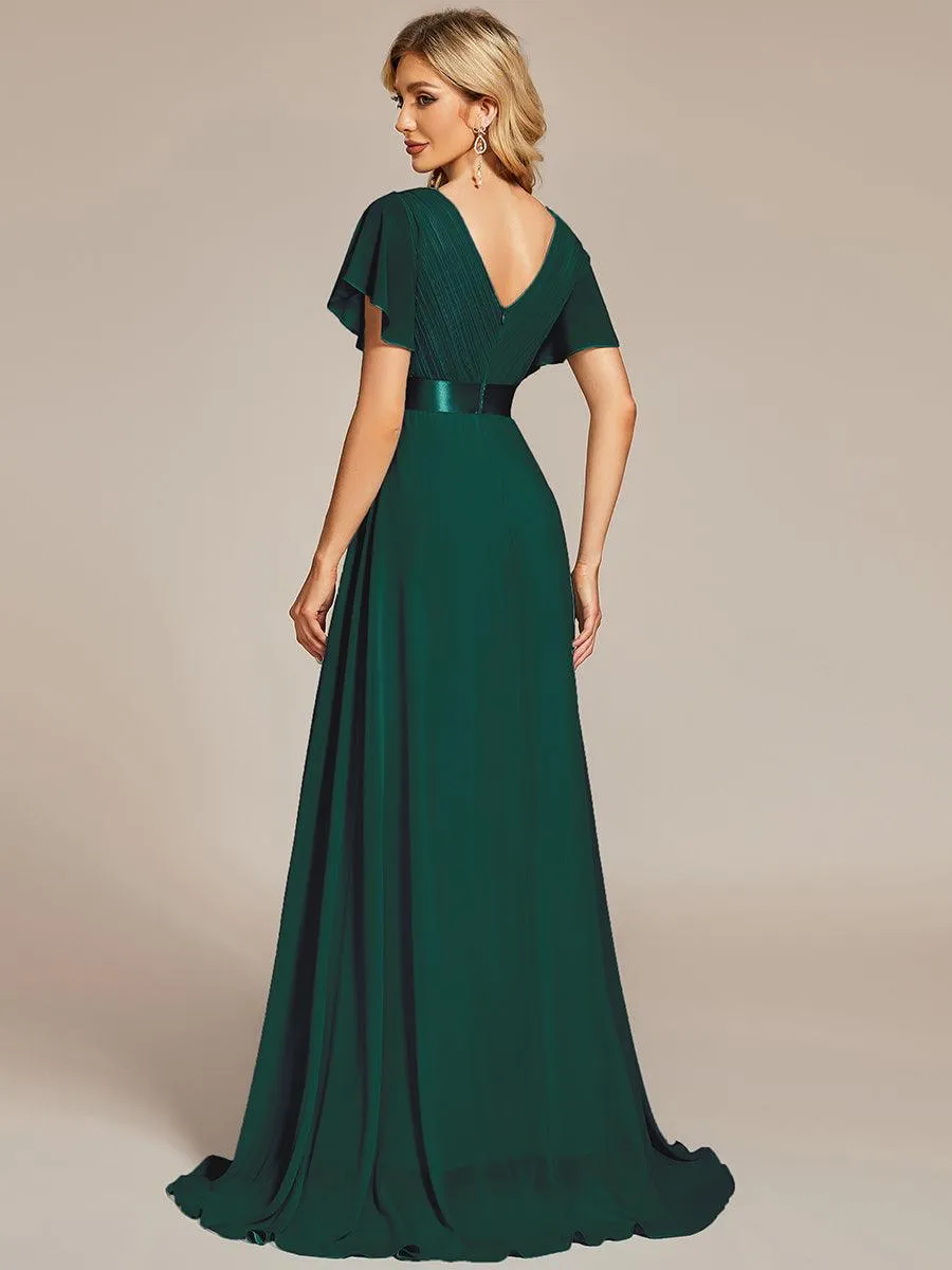 Robe de soirée fluide élégante en mousseline à taille haute