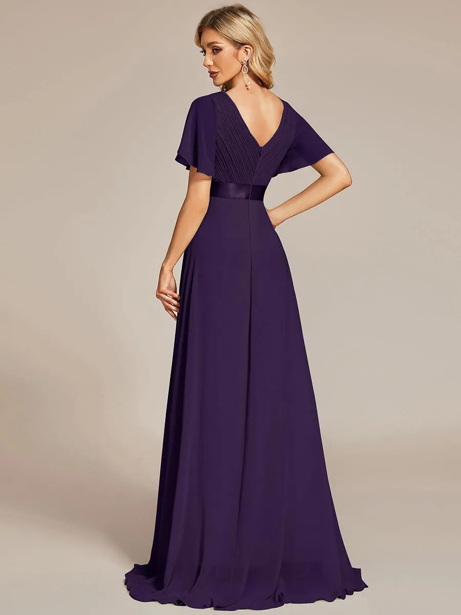 Robe de soirée fluide élégante en mousseline à taille haute