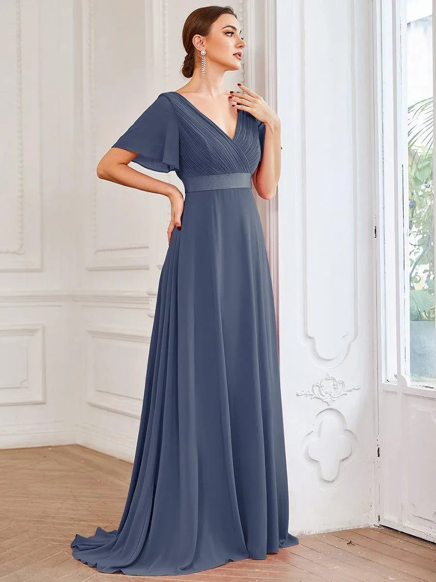 Robe de soirée fluide élégante en mousseline à taille haute