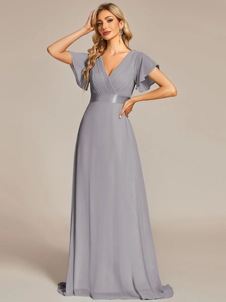 Robe de soirée fluide élégante en mousseline à taille haute