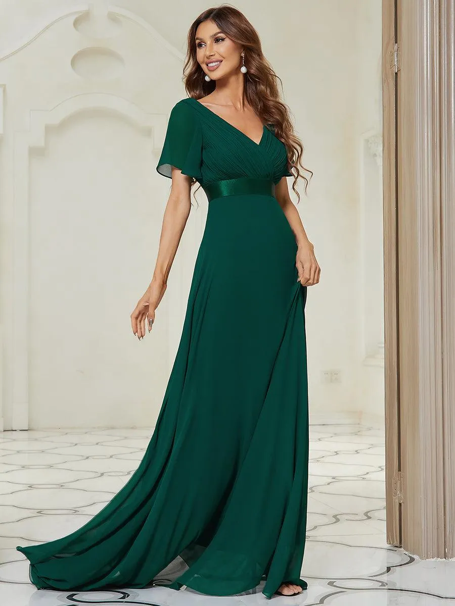 Robe de soirée fluide élégante en mousseline à taille haute