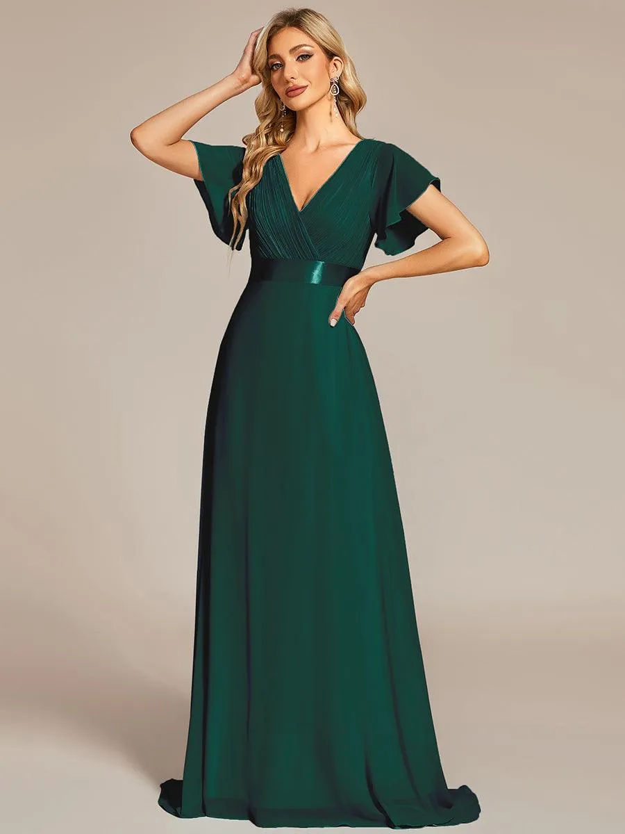 Robe de soirée fluide élégante en mousseline à taille haute