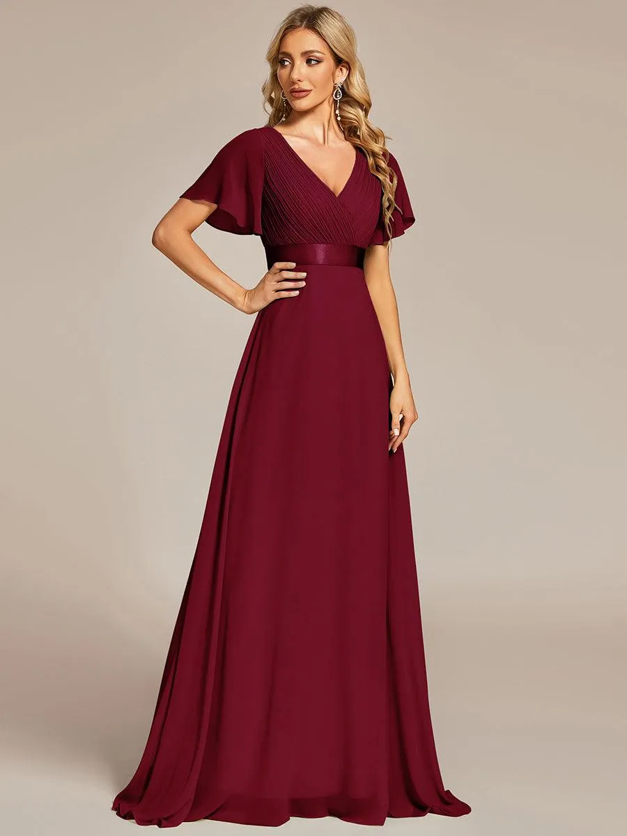 Robe de soirée fluide élégante en mousseline à taille haute