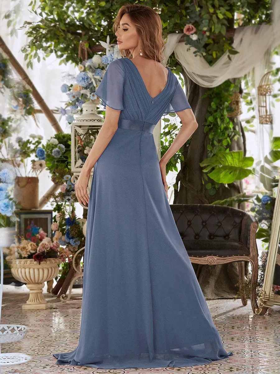 Robe de soirée fluide élégante en mousseline à taille haute