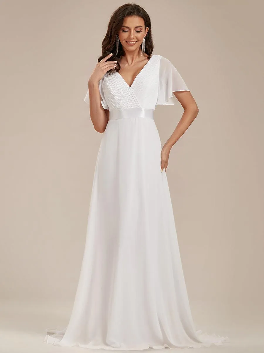 Robe de soirée fluide élégante en mousseline à taille haute