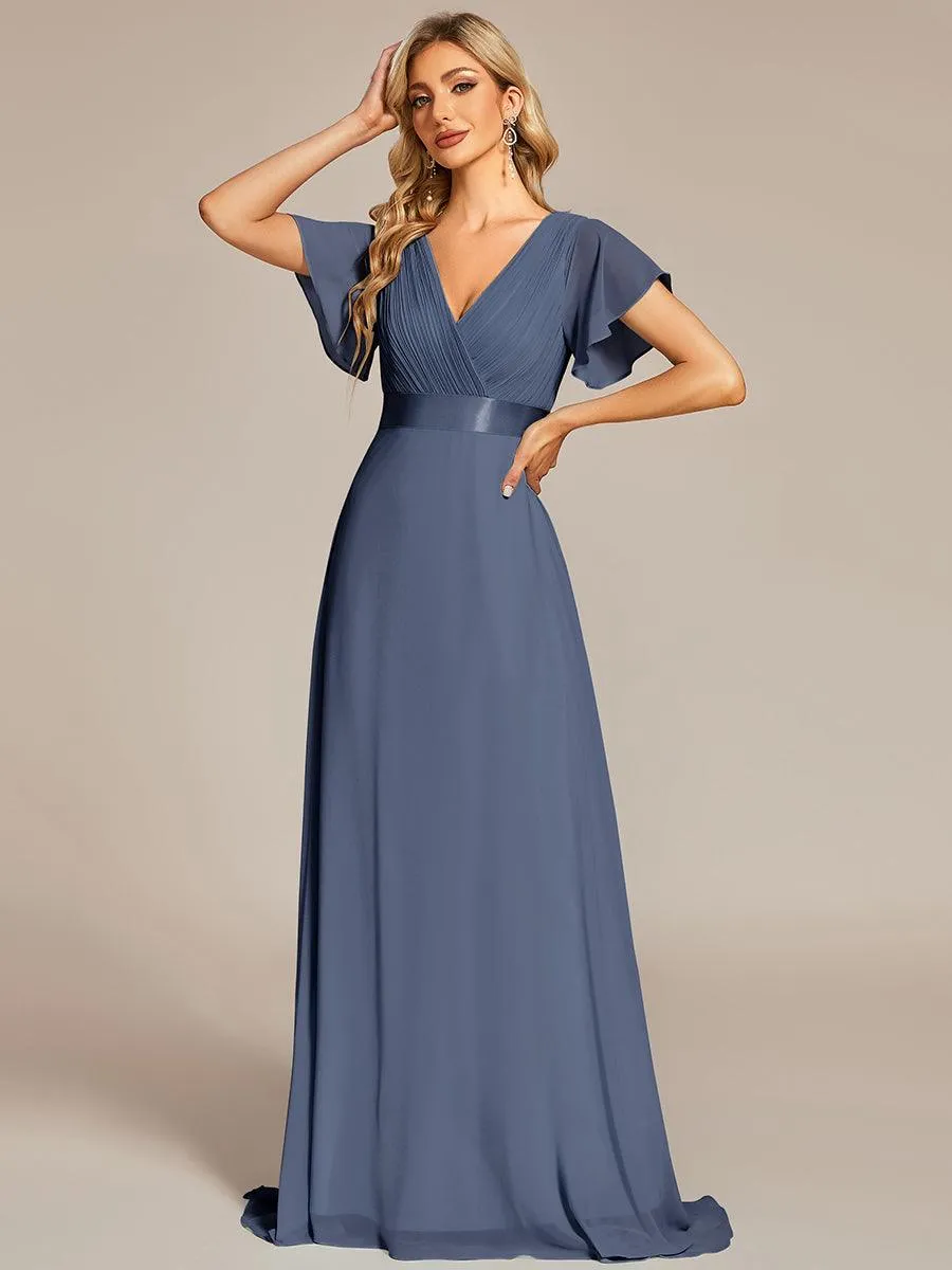 Robe de soirée fluide élégante en mousseline à taille haute