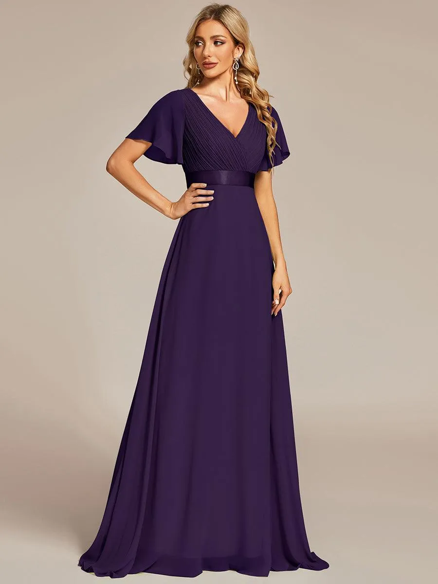 Robe de soirée fluide élégante en mousseline à taille haute
