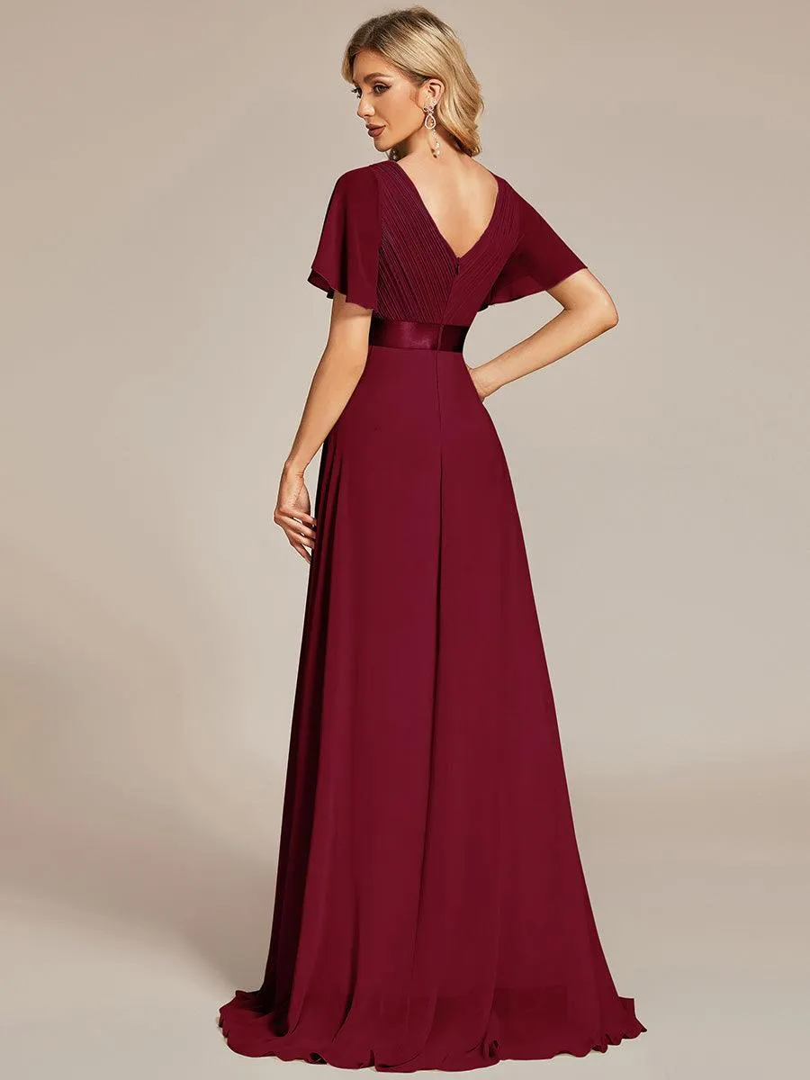Robe de soirée fluide élégante en mousseline à taille haute