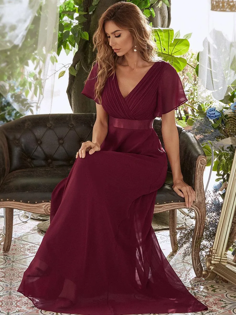 Robe de soirée fluide élégante en mousseline à taille haute