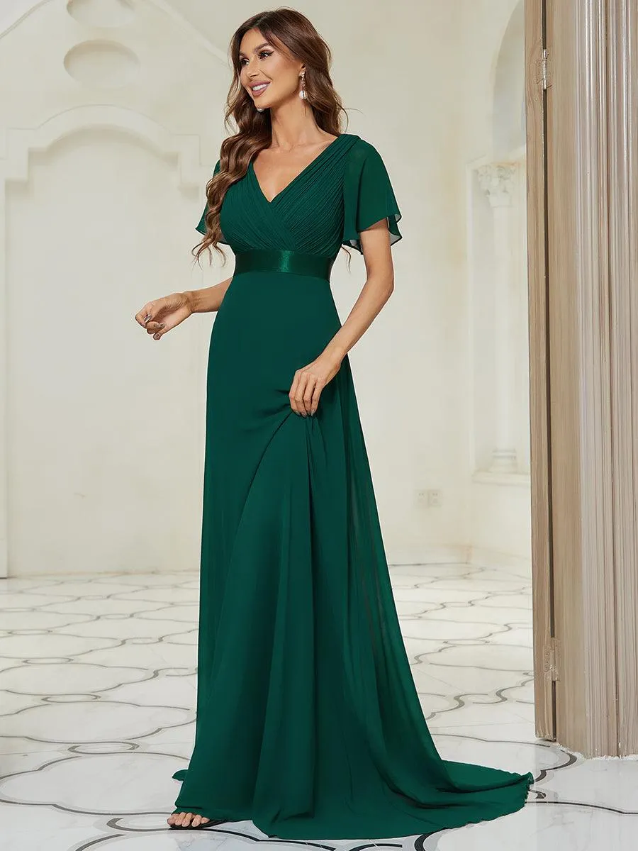Robe de soirée fluide élégante en mousseline à taille haute