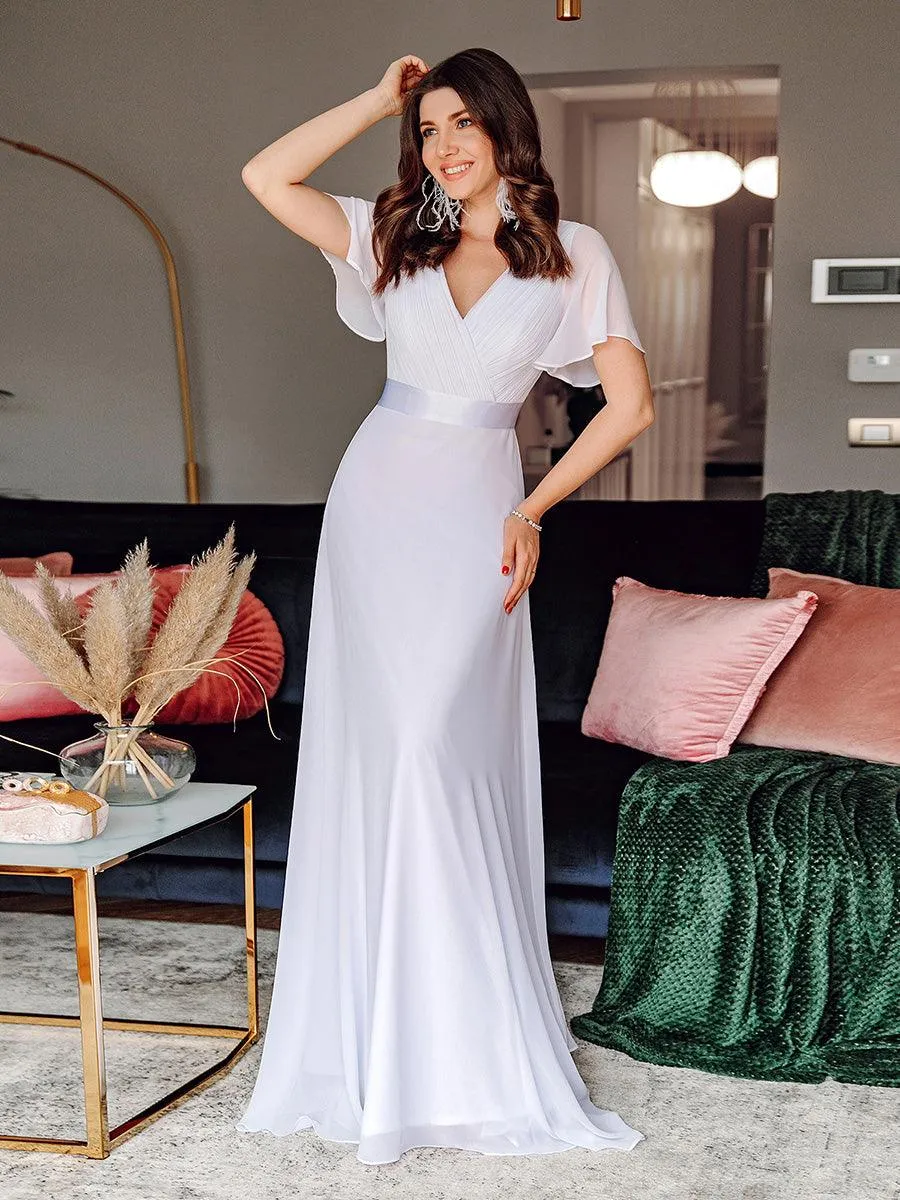 Robe de soirée fluide élégante en mousseline à taille haute