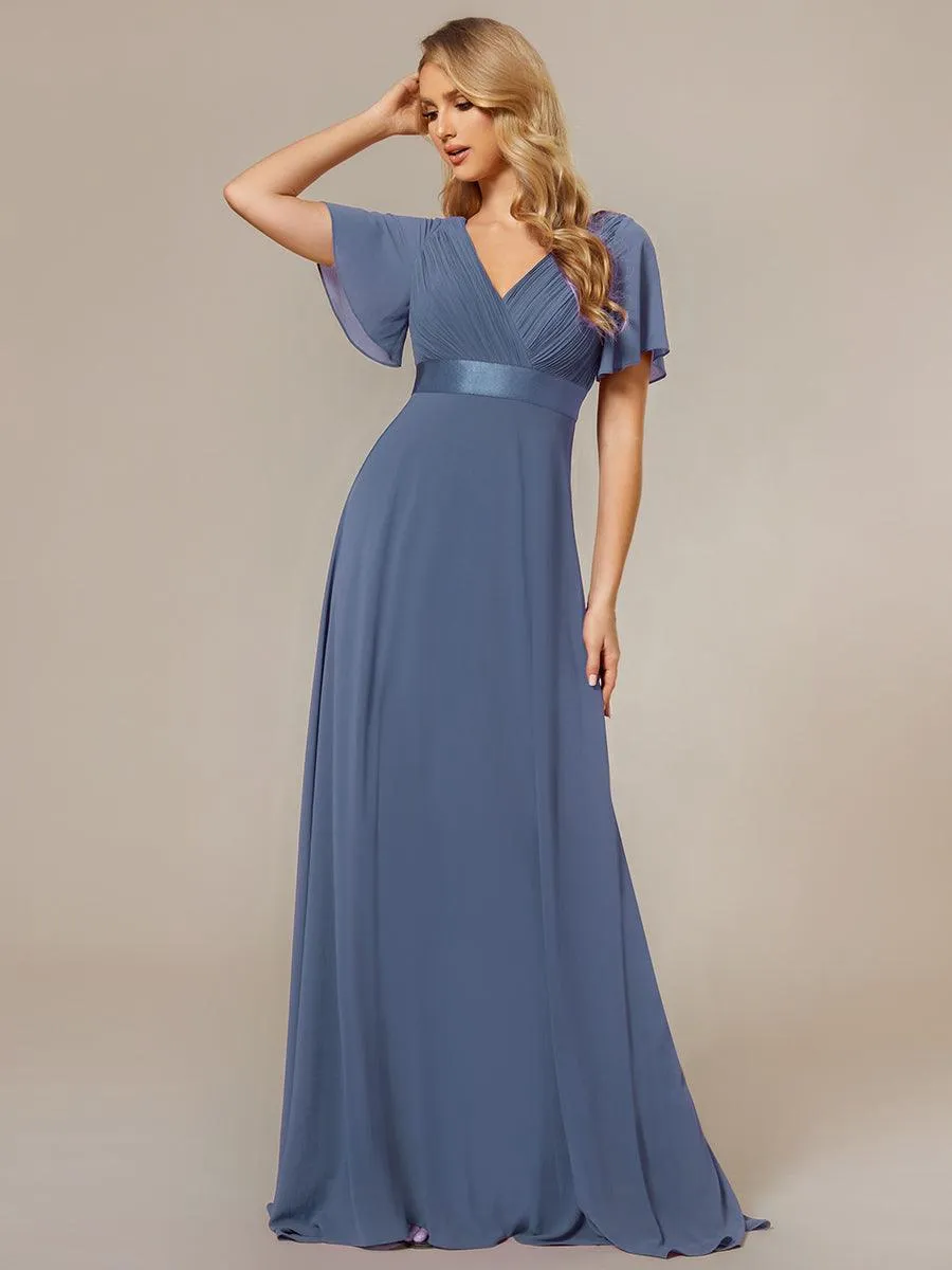 Robe de soirée fluide élégante en mousseline à taille haute