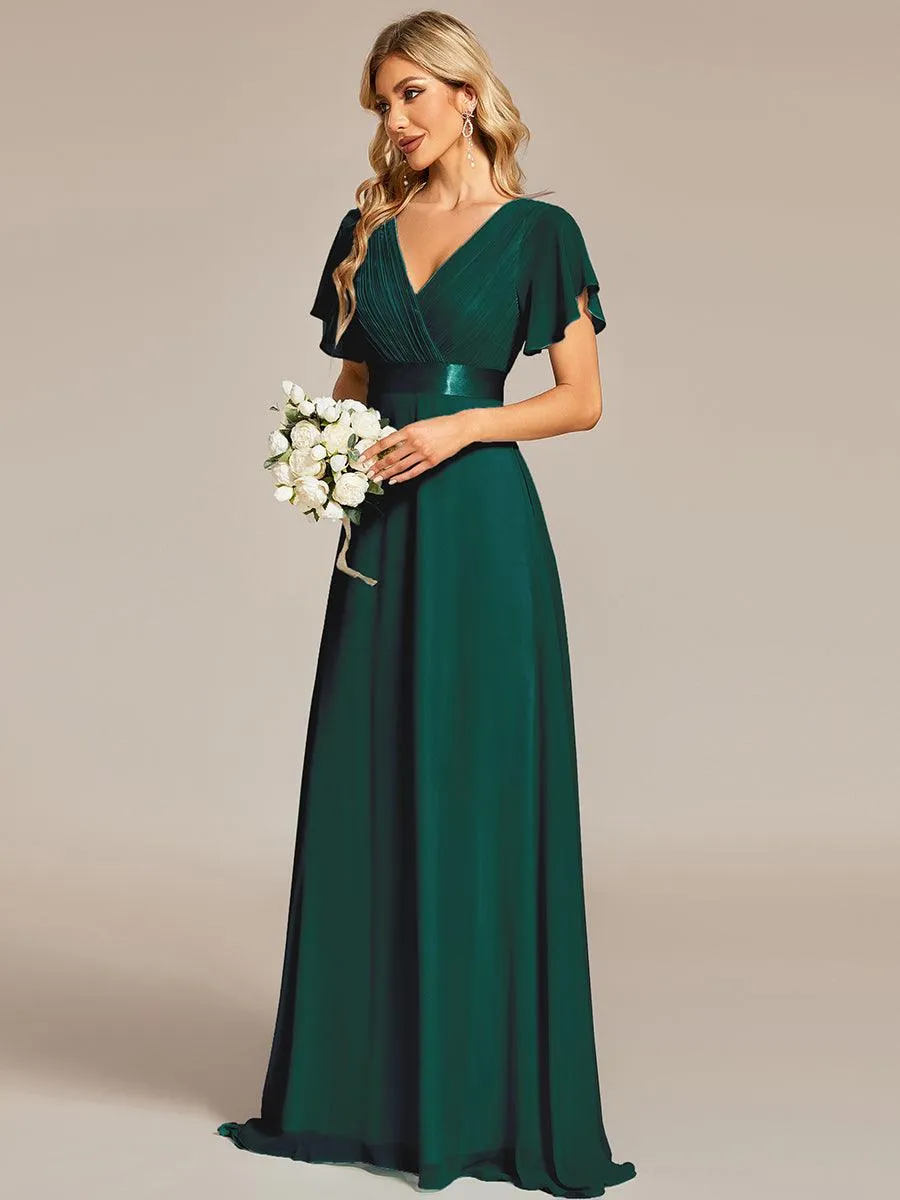 Robe de soirée fluide élégante en mousseline à taille haute
