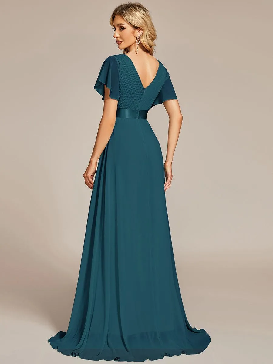 Robe de soirée fluide élégante en mousseline à taille haute