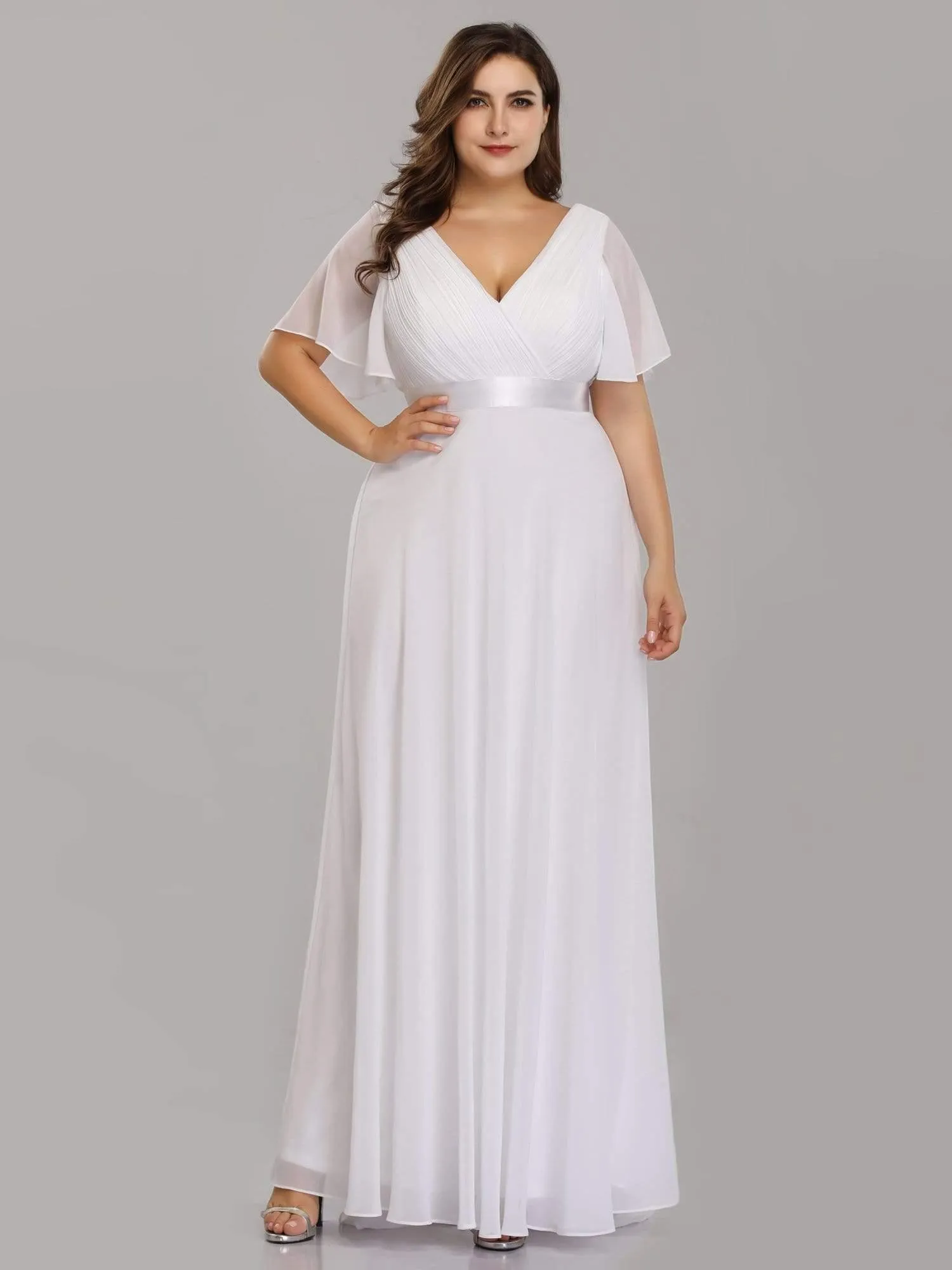 Robe de soirée fluide élégante en mousseline à taille haute