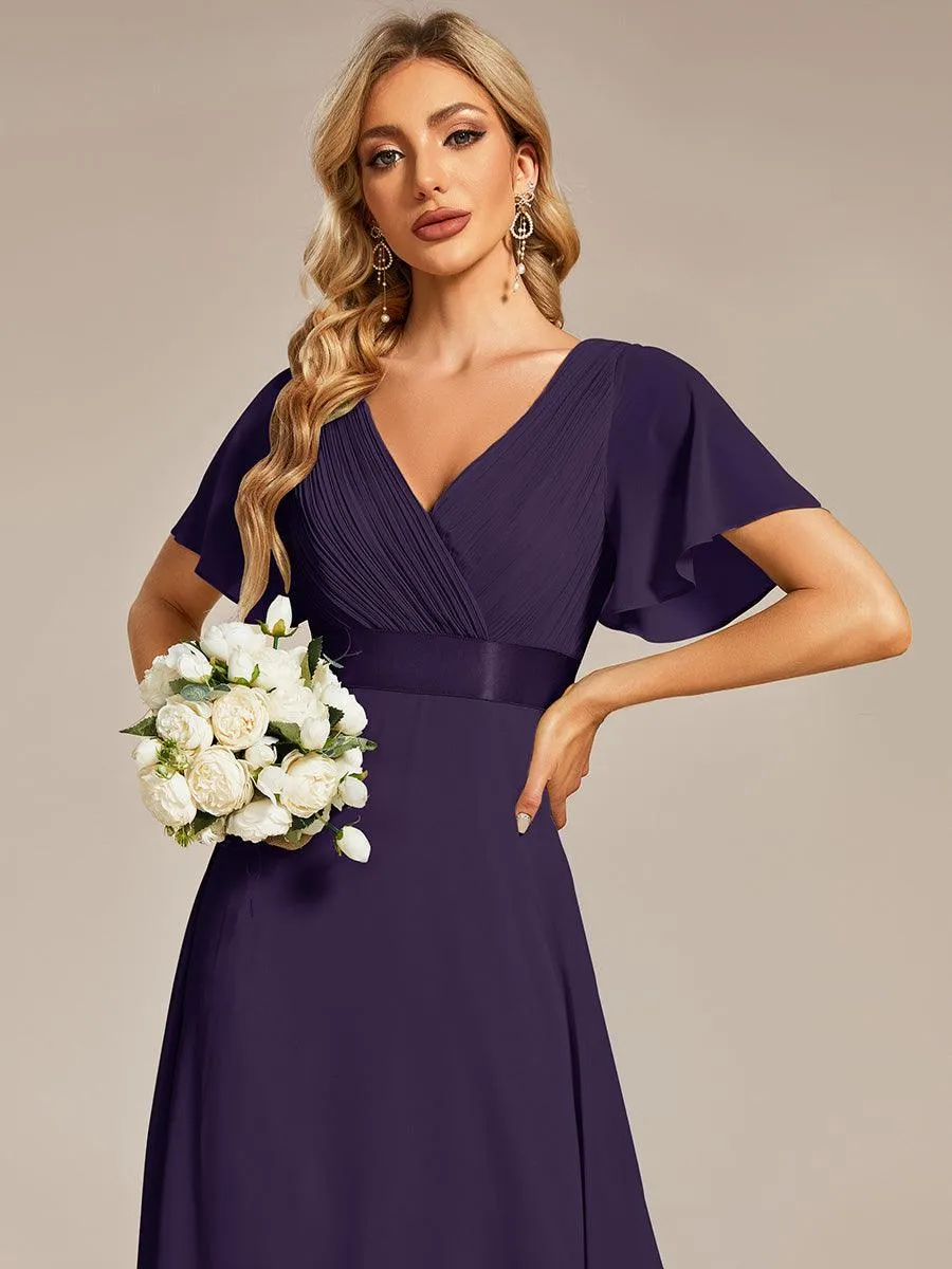 Robe de soirée fluide élégante en mousseline à taille haute