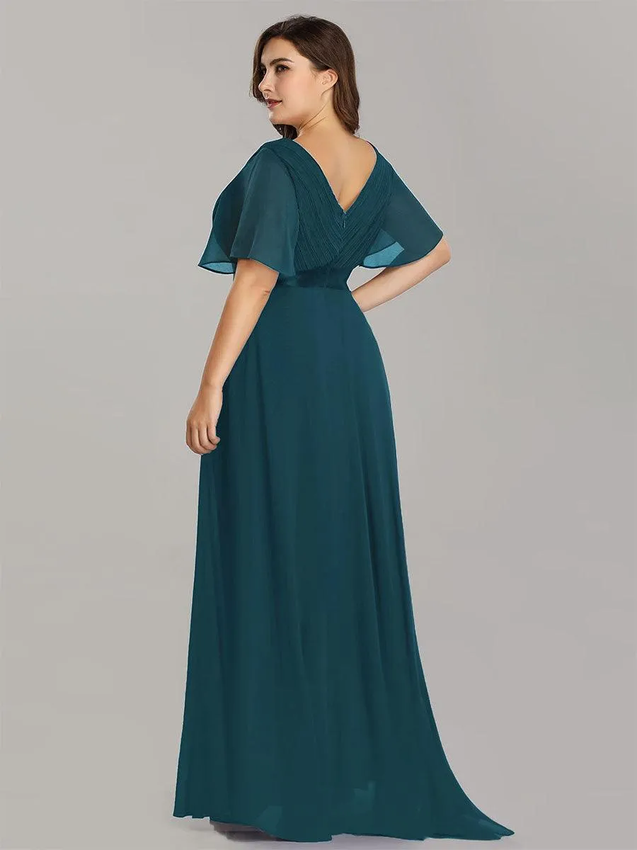 Robe de soirée fluide élégante en mousseline à taille haute