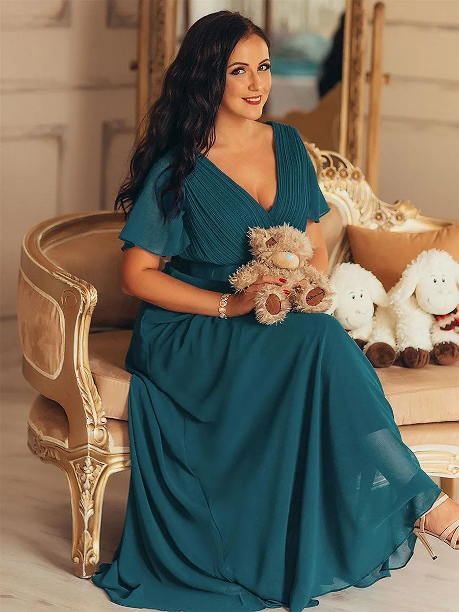 Robe de soirée fluide élégante en mousseline à taille haute