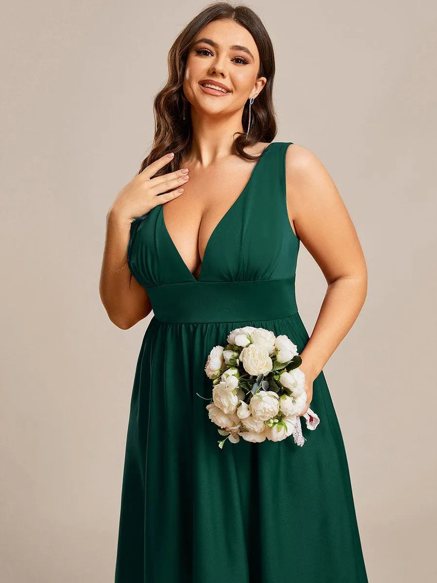 Robe de soirée longue au sol à taille empire et à encolure en V