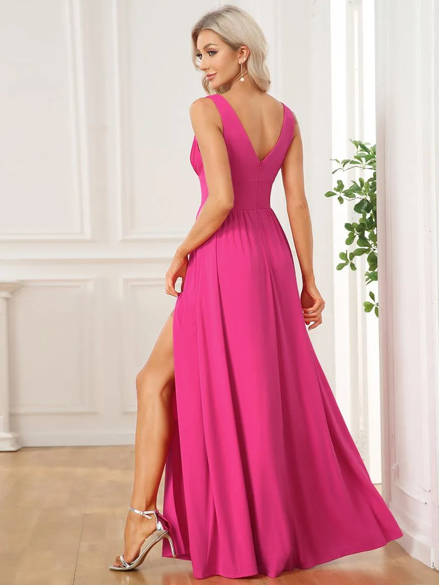 Robe de soirée longue au sol à taille empire et à encolure en V