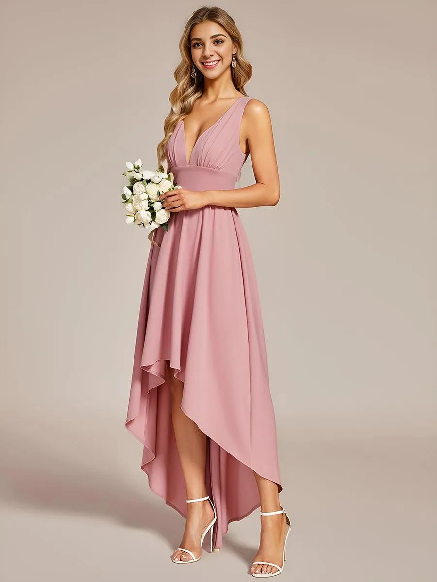 Robe de soirée longue au sol à taille empire et à encolure en V
