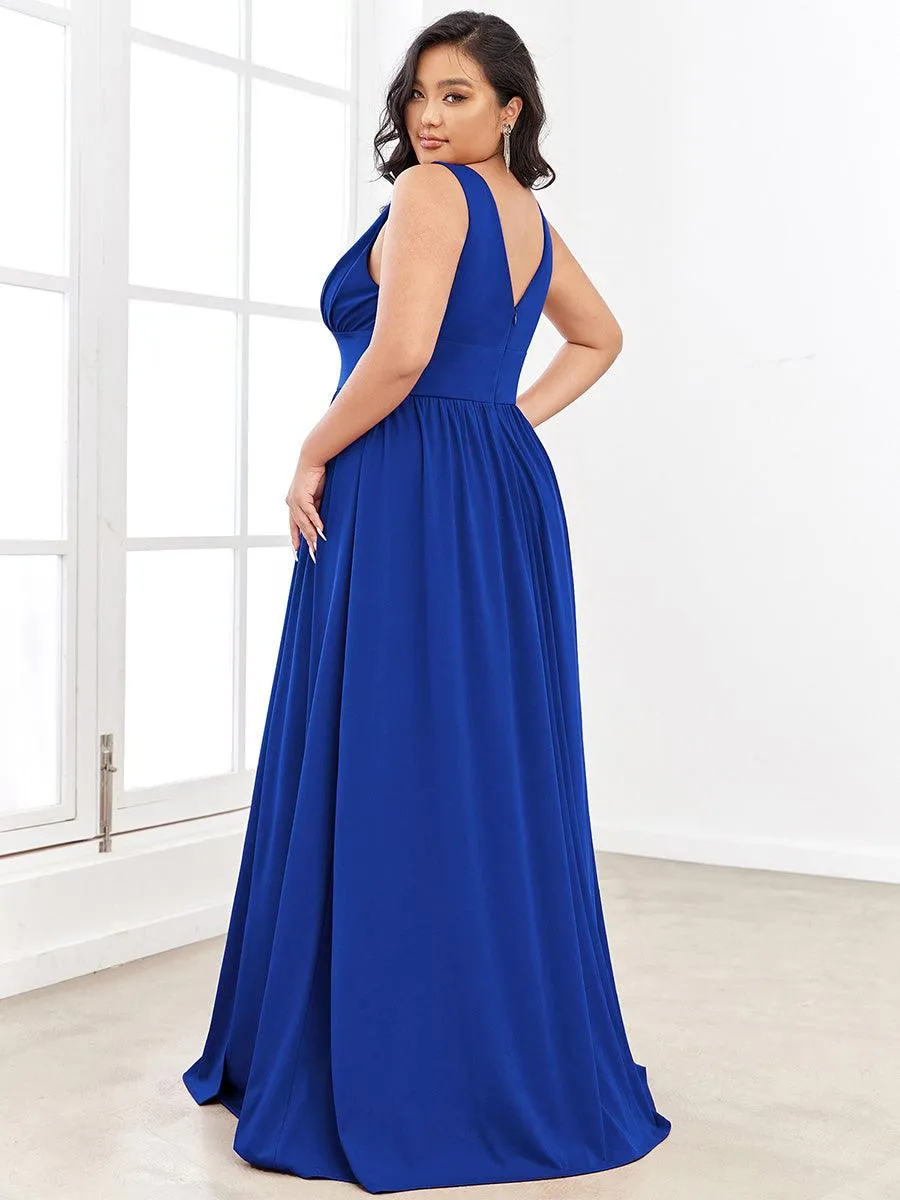 Robe de soirée longue au sol à taille empire et à encolure en V