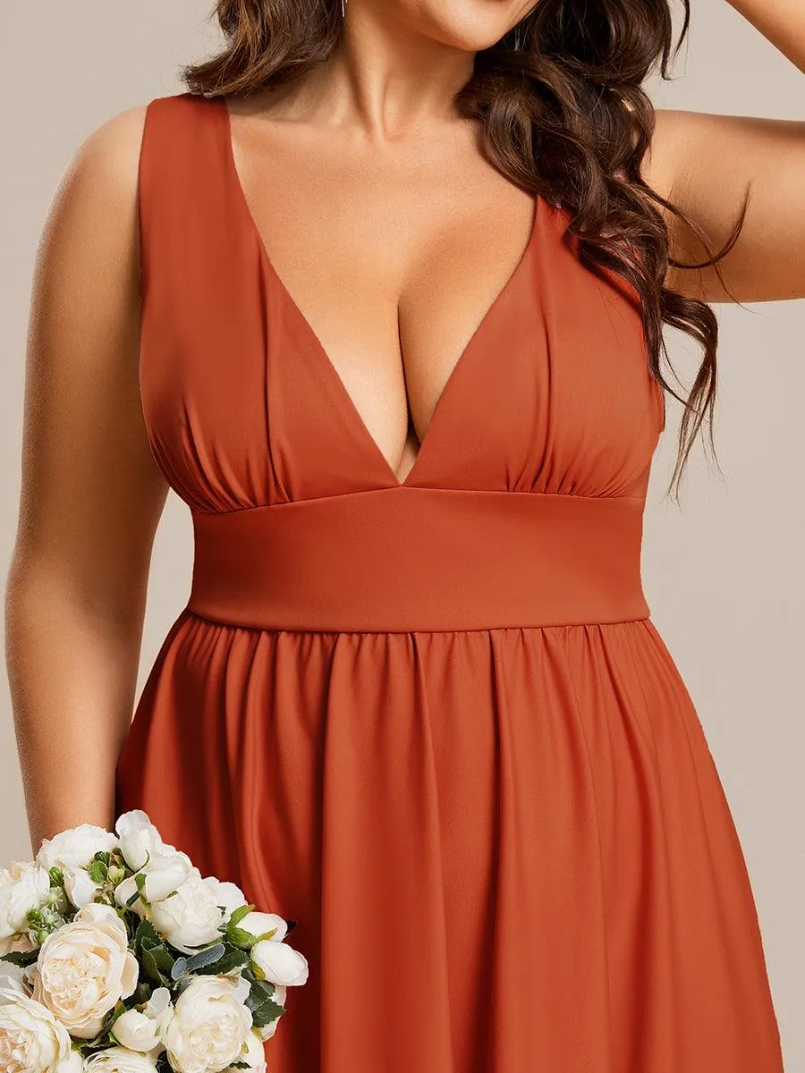 Robe de soirée longue au sol à taille empire et à encolure en V