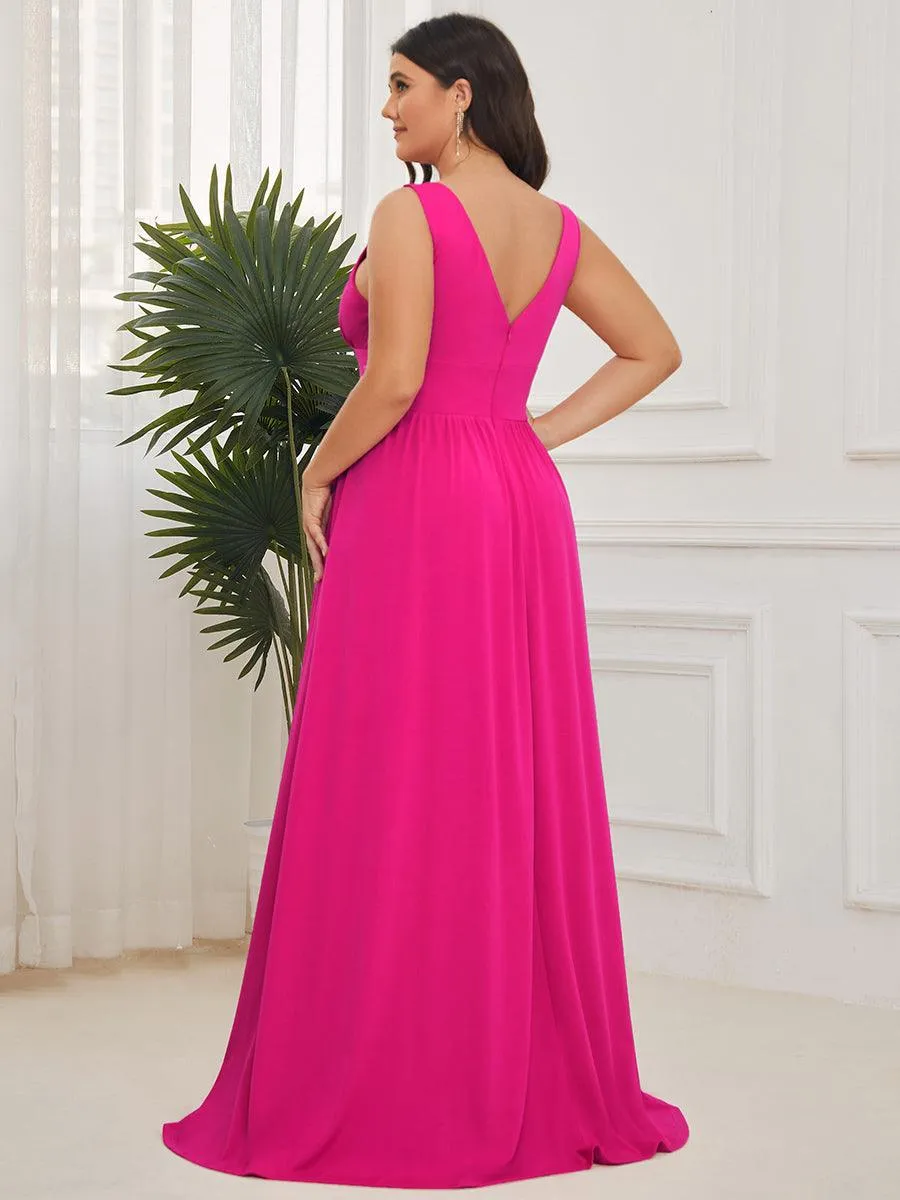 Robe de soirée longue au sol à taille empire et à encolure en V