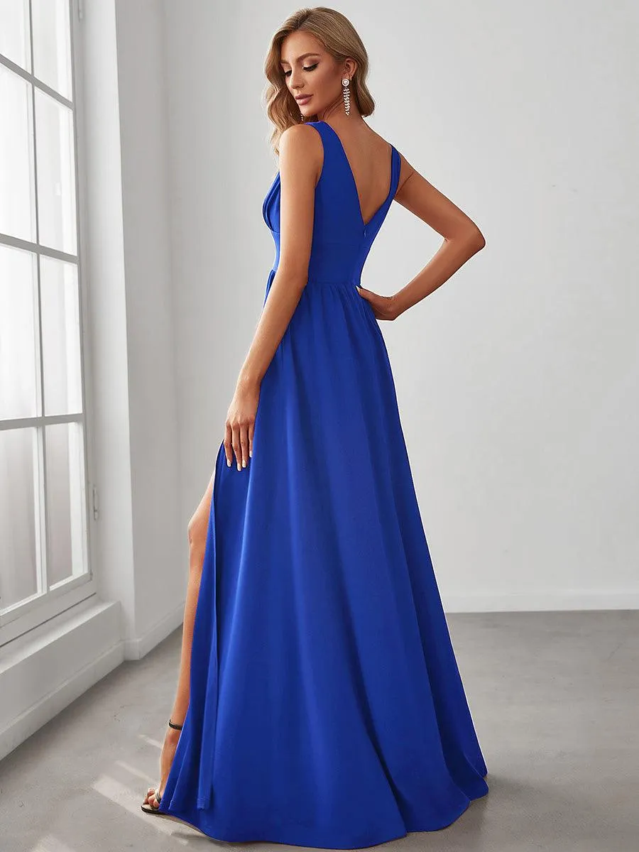 Robe de soirée longue au sol à taille empire et à encolure en V
