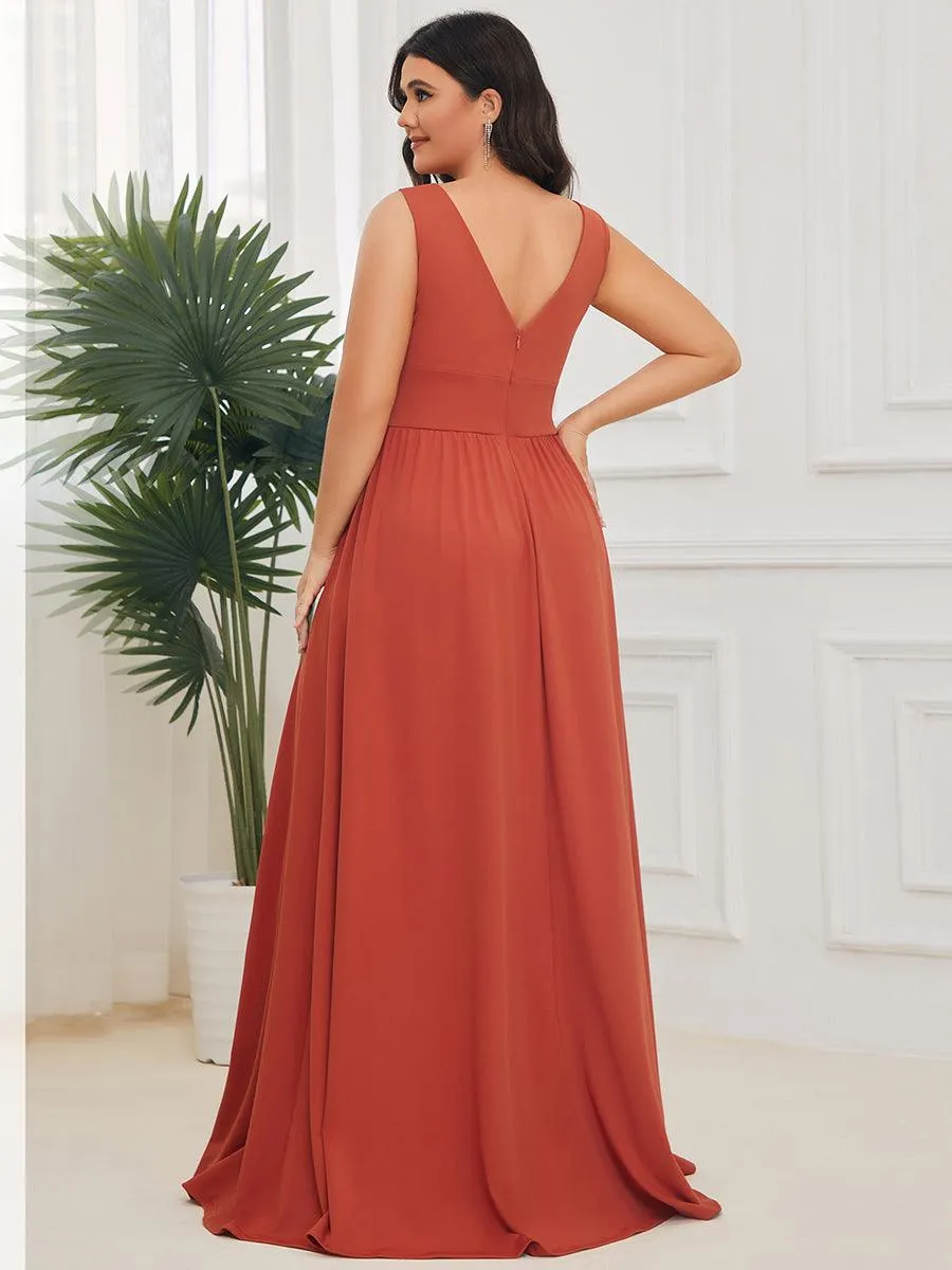 Robe de soirée longue au sol à taille empire et à encolure en V