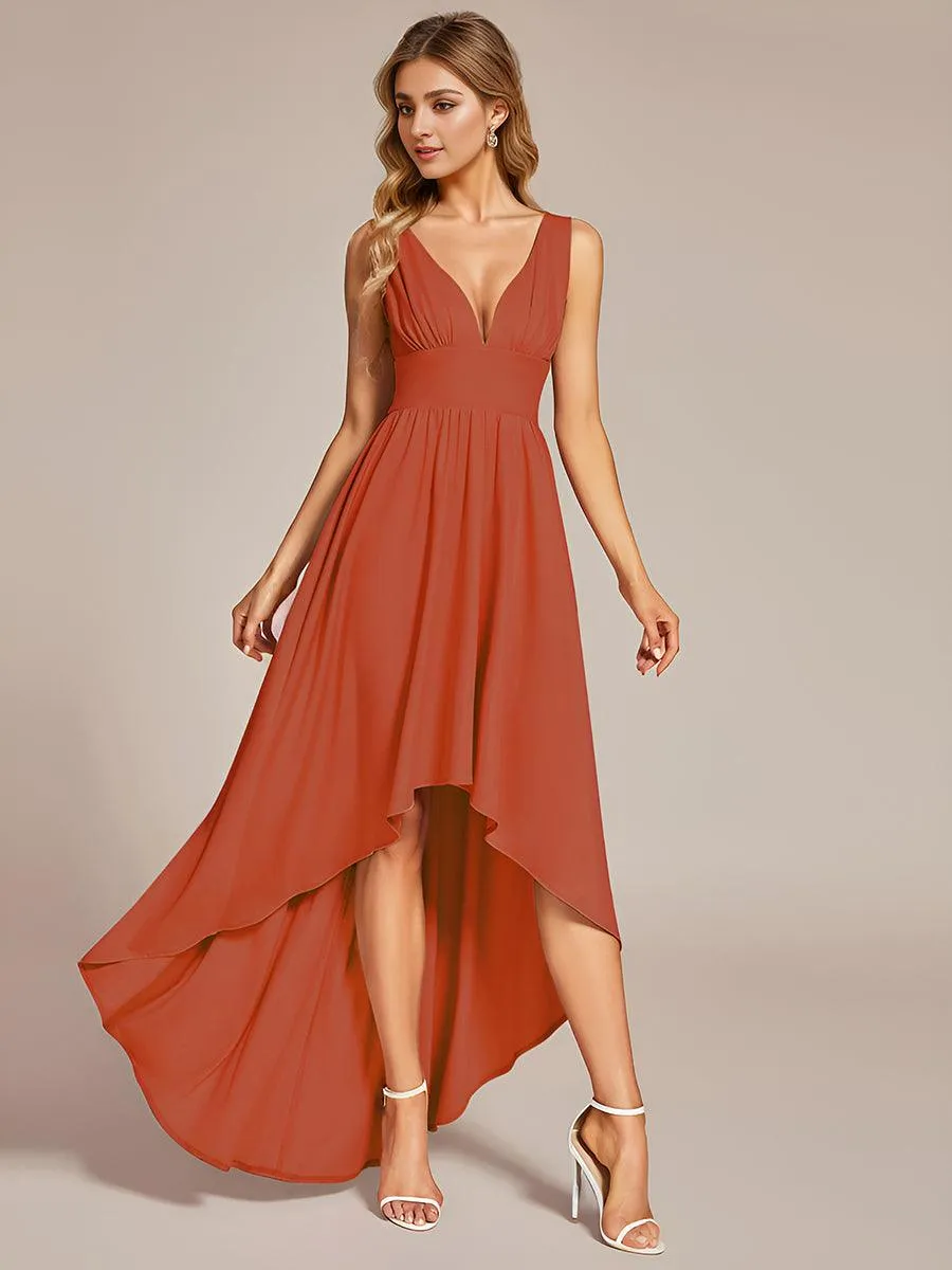 Robe de soirée longue au sol à taille empire et à encolure en V