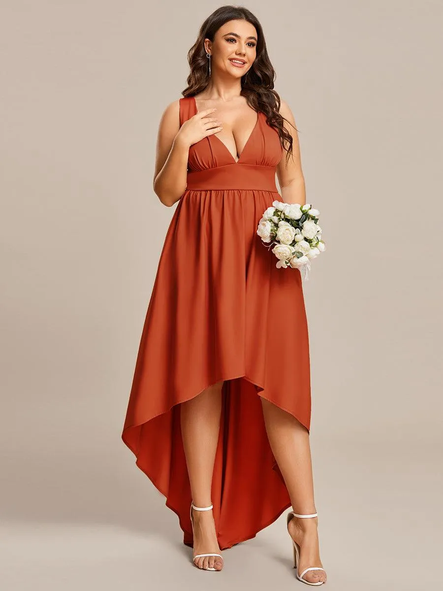 Robe de soirée longue au sol à taille empire et à encolure en V
