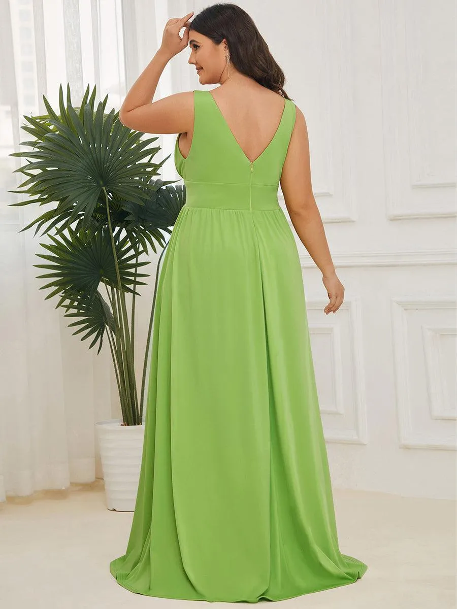 Robe de soirée longue au sol à taille empire et à encolure en V
